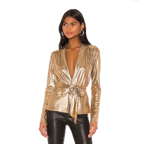 REVOLVE Gold Metallic Desiray Tie Blazer in Gold - Picture 3 of 4